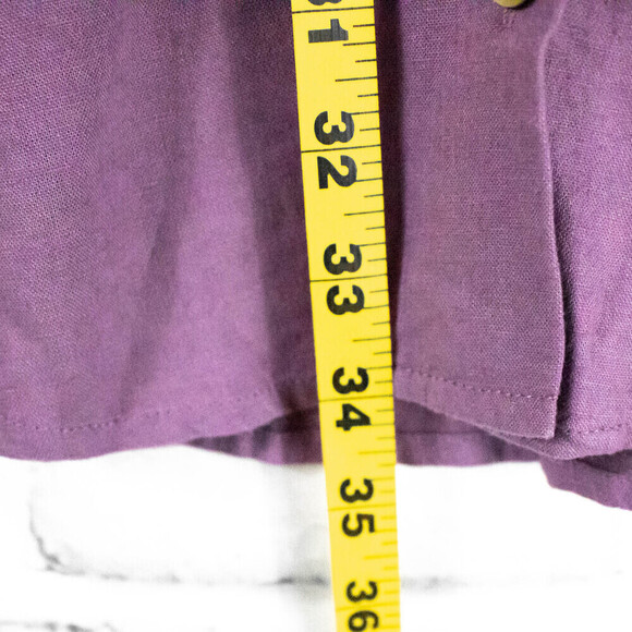 Madewell Purple Linen Short Sleeve A Line Button Front Dress Size 0 Collar Retro - Picture 8 of 11